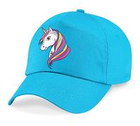 L4 Girls Unicorn Baseball Cap Rainbow Kids Summer Hat (Surf Blue, One Size)