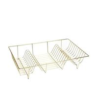 L48.5 x W30 x H10cm Kitchen Dish Rack with 18 Slots For Dishes, Anti Rust Drying Rack, Cutlery Basket (Gold)