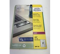 Avery Laser Labels L6011-20 Heavy Duty 27 Per Sheet Silver Pack of 540