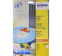 L6043-25 Avery Laser Matt White CD Labels Classic Size