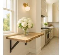 L60Xw55Cm Live / Waney Edge Foldable Wall-Mounted Solid Wood Table