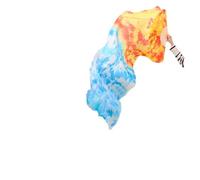 L6NqIAG Belly dance fan 1pair/1pc Real Silk Belly Dance Fans Veil Bamboo Ribs Handmade Dyed Performance Long Fan Dancing(1pc Right-type 6,230x90cm)