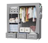 L6NqIAG Canvas Wardrobe, Pop Up Fabric Wardrobes With Hanging Areas, 3 Stacking Compartments,4 Side Bag, Storage Underneath,for Bedroom Canvas Wardrobe