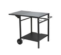 L6NqIAG Dining Cart Table with Double-Shelf BBQ Movable Food Prep Table Foldable Pizza Oven Stand Grill Dining Cart(56X56cm Iron)