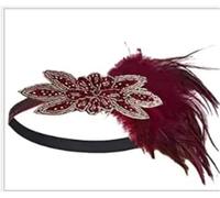L6NqIAG Ecowalson 1920's Headband Costume Props Charleston costume accessories Flapper Headpiece Great Gatsby feather beaded headband Women's Feather Headpiece(Green)
