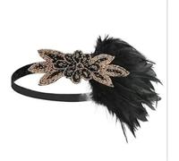 L6NqIAG Ecowalson 1920's Headband Costume Props Charleston costume accessories Flapper Headpiece Great Gatsby feather beaded headband Women's Feather Headpiece(Yellow)