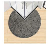 L6NqIAG L Shaped Bathroom Mat Circular Corner Thickened Bath Mat Non-slip Water Absorbent Bathroom Carpet Solid Color L-shaped Floor Shower Rug(DARK GRAY)