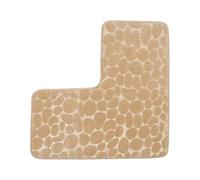 L6NqIAG L Shaped Bathroom Mat L-shaped Corner Bathroom Mat Cobblestone Non-slip Toilet, Machine Washable Soft Absorbent Floor Bath Shower(Beige)