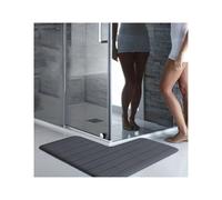 L6NqIAG L Shaped Bathroom Mat Striped Bathroom Foot Mat Right Angle Shower Room Absorbent Floor Toilet Non Slip Corner Rug Carpet(Dark Gray,150x150x45cm)