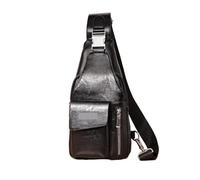 L6NqIAG Leather Crossbody Bag Men'S Chest Bag Wallet PU Leather Backpack Mini Sling Small Pack Cross Shoulder Necessaire Side Male(Black)