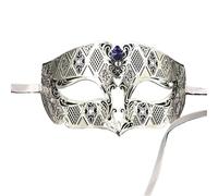L6NqIAG Male Metal Filigree Laser Cut Men Masquerade Eye Masks Party Wedding Ball Masks Masquerade Ball Masks(Silver Blue)