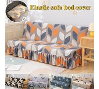 L6NqIAG Simple Stretch Armless Sofa Bed Cover All-inclusive Foldable with Skirt Skirt Sofa Cover(Color 10,S 120-150cm)