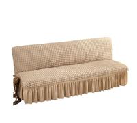 L6NqIAG Solid Color All Without Armless Sofa Bed Cover with Skirt Slipcover Fitted Couch Washable Elastic Fabric Skirt Sofa Cover(Beige,S 120-150cm)