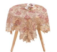 L6NqIAG Vintage Lace Tablecloth Lace Table Cover Round Rectangular Tablecloth Embroidered Coffee Cloths For Dining Wedding Home Decor(Coffee Pink,130x180cm)