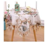 L6NqIAG Vintage Lace Tablecloth Round & Rectangular Tablecloth with Tassels, Coffee Table and Bedside Cover Cloth(Color6,130cm round)