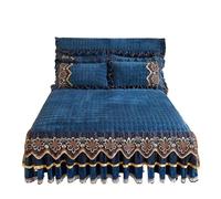 L6NqIAG Winter Crystal Velvet Thicken Quilted Bedspread Bed Skirt Not Including Pillowcase Ruffle Bed Skirt(Color3,Only 2pcs Pillowcase)