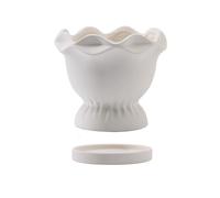 L6x2N9b5 Flower Pots A Trophy With A Floral Relief Border, A Plain Ceramic Flower Pot, White Porcelain(Small)