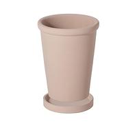L6x2N9b5 Flower Pots Flower Pots Solid Color High Thin Round Thick Side Plant Tall Simple with Tray Ceramic Planters for Home/Office Garden Balcony(Pink,Medium)