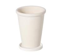 L6x2N9b5 Flower Pots Flower Pots Solid Color High Thin Round Thick Side Plant Tall Simple with Tray Ceramic Planters for Home/Office Garden Balcony(White,Large)