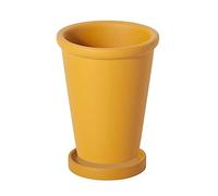 L6x2N9b5 Flower Pots Flower Pots Solid Color High Thin Round Thick Side Plant Tall Simple with Tray Ceramic Planters for Home/Office Garden Balcony(Orange,Large)