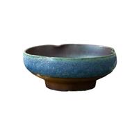 L6x2N9b5 Flower Pots Multi Functional Blue Ceramic Pot Platter, Large Caliber Retro Circular Plant, 25 * 10cm