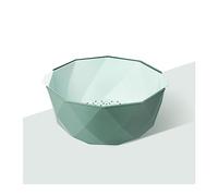 L6x2N9b5 Fruit Plates Fruit Tray Living Room Home Kitchen Double Wash Vegetable Draining Basket Blue Green Pink Bowl(Green,Large)