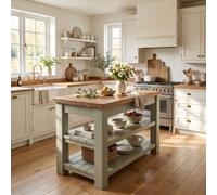 L80Xw44Cm Rowan Sage Green Kitchen Island / Breakfast Bar / Rustic Green Painted Island Tero