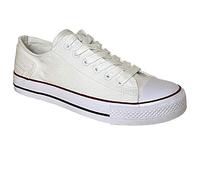 L810G Ladies Canvas Lace-Up Trainers White