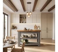 L90Xw72Cm Rowan Kitchen Island / Breakfast Bar / Rustic Grey Painted Island