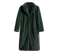 L9WEI Long Women's Oversized Faux Fur Coat With Hood - Elegant, Plain, Warm Plush Jacket - Loose Winter Style, Y01 Army Green, L