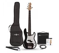 LA 5 String Bass Guitar Black 15W Bass Amp Pack