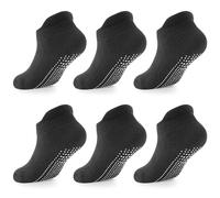 LA Active Baby Toddler Grip Ankle Socks - 6 Pairs - Non Slip/Skid Covered (Black, 12-36 Months)