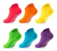 LA Active Baby Toddler Grip Ankle Socks - 6 Pairs - Non Slip/Skid Covered (Rainbow, 12-36 Months)