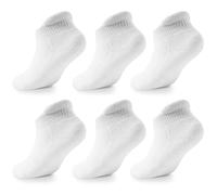 LA Active Baby Toddler Grip Ankle Socks - 6 Pairs - Non Slip/Skid Covered (White, 0-3 Months)