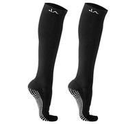 LA Active Graduated Compression Socks with Non-Slip Grips for Safety - 15-20mmHg for Women & Men - Perfect for Travel, Recovery, Medical and Maternity Support (Bright White x2, S/M)