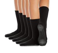 LA Active Yoga Socks - ABS Socks for Men and Women for Sports, Pregnancy, Seniors and More - Warm Non-Slip Socks with Nubs - Black/Multi (Size 34-47)