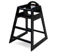 LA Baby Commercial Grade Stack-Able Solid Wood High Chair for Restaurant & Home Use - Black