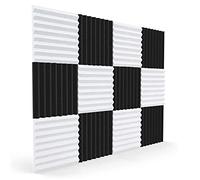 LA BAIESO Acoustic Foam Board Squares 6-Pack for Recording Rooms Home Set | Versatile 12-piece set for studios and living spaces; black and white wedges allow flexible placement to tame echoes.