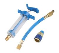 LA BAIESO Air Conditioner Oil Dye Injector 30ml 1Oz Hand Pump for Auto AC | Efficient hand pump injects dye and oil with 30ml/1Oz capacity; compatible with 1/4 SAE adapters for precise auto AC service.