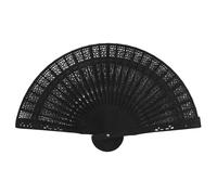 LA BAIESO Folding Fan Hand Held Bamboo Pocket Fan for Home and Party Decor | Classic folding action, easy to use with one hand, and the black wooden finish complements modern and traditional .