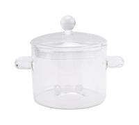 LA BAIESO Glass Saucepan with Cover Clear Soup Pot 1400ml Borosilicate | See-through design lets you monitor progress; integrated cool-touch handles built into the pot for safety.