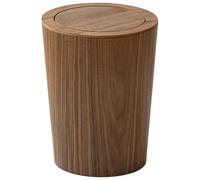 LA BAIESO Wooden Trash Can Compact Storage Round | Compact design fits small spaces; round wooden can with walnut color complements decor and keeps trash neatly stored.