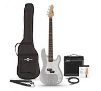 LA Bass Guitar Silver Flake 15W Bass Amp Pack