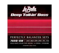 La Bella 760G-CB Deep Talkin' Gold White Nylon Tape Wound, 6-String Set Bass Guitar String 43-135T