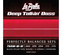 La Bella 760N-B-S Black Nylon Tape, 5-String - 60-135, Short Scale