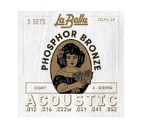 La Bella 7GPS Phosphor Bronze - Light Acoustic Guitar String Pack of 3