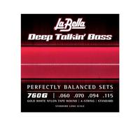 La Bella Deep Talkin' Bass 760G Gold White Nylon Tape Wound Bass Guitar Strings 60-115
