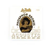 La Bella Phosphor Bronze 12-52 Acoustic Guitar Strings, Light [7GPS]