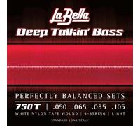 La Bella White Nylon Tapewound 50-105 Bass Guitar Strings, Long Scale [750T]