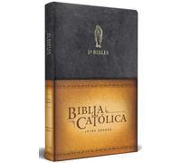 La Biblia Católica: Tamaño grande, Edición letra grande piel negra, con Virgen de Guadalupe